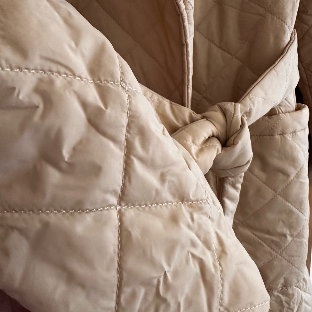Simplee Apparel Cream Trench Coat Quilted Belted - Picture 3 of 4
